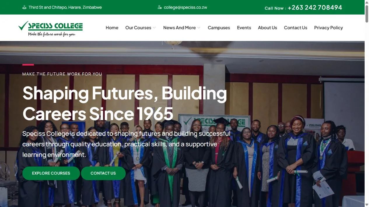 specisscollege.com project preview
